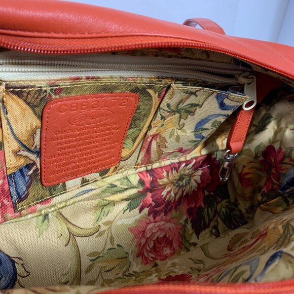 BRIGHTON Orange Leather Puffy Quilted Handbag Side Pockets, Wallet, Dustbag EUC - Picture 14 of 16